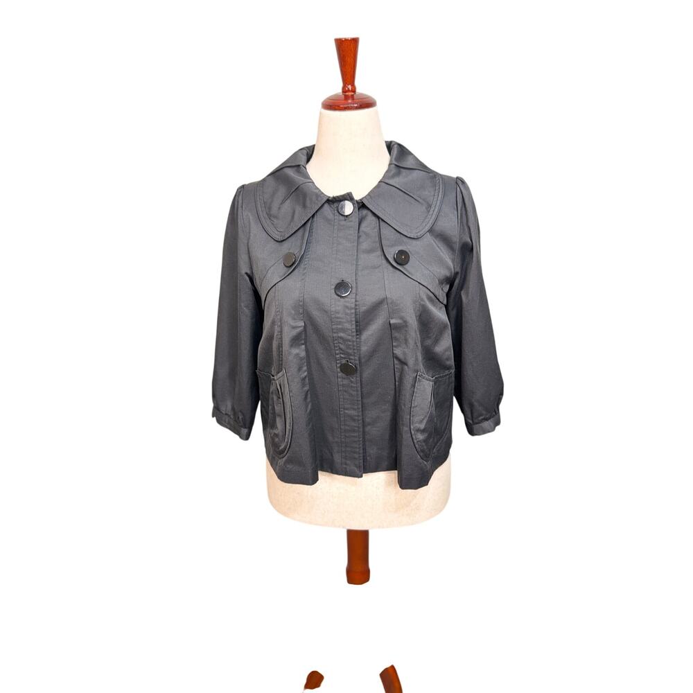 Vertigo Paris swing style jacket 3/4 sleeve collar big buttons lined pockets M